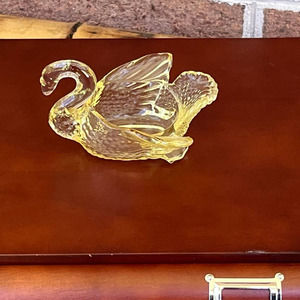 Mosser Glass 1973-2004 Yellow Depression Swan Open Salt Dip Cambridge Mold